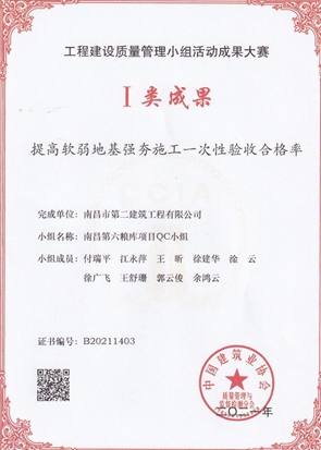 公司QC活動(dòng)成果獲全國建協(xié)I類成果獎(jiǎng) 公司QC活動(dòng)成果獲全國建協(xié)I類成果獎(jiǎng)